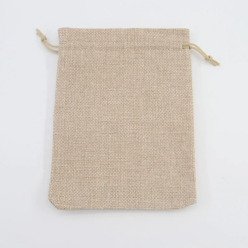 Wholesale Small Eco-friendly Custom Logo Printed Cute Design Linen Jute Burlap Drawstring Pouch Dust Gift Bag