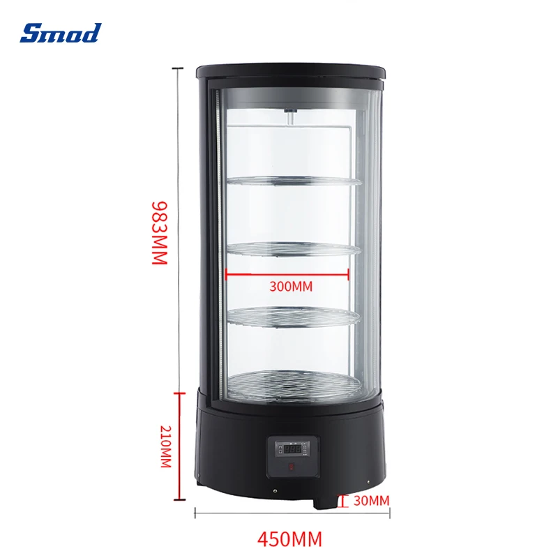 72L Rotating Showcase Glass Cake Cold Display Table Top Baking Cake Display Stand with Cover