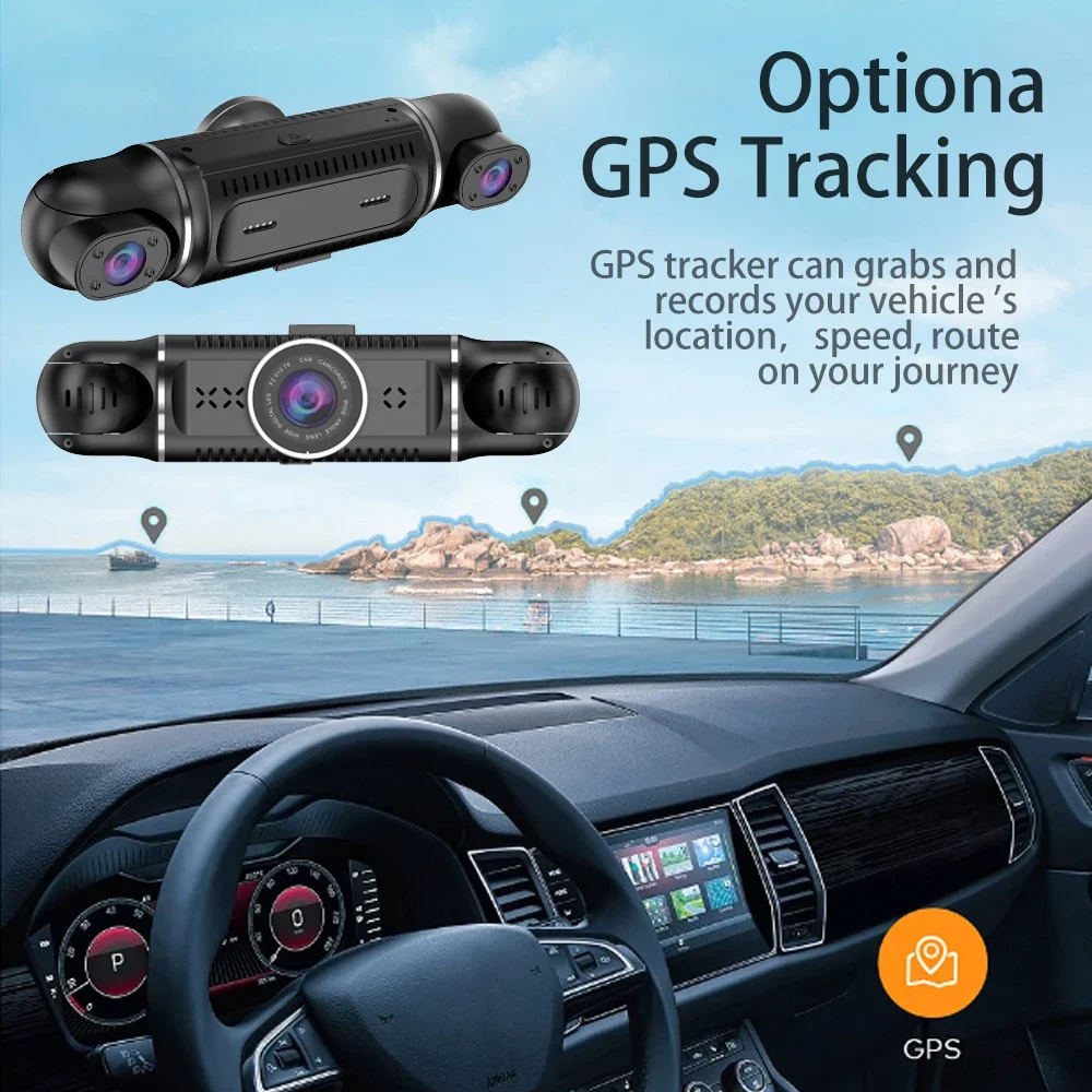 360 Hidden Dash Cam 4 Channel 1080P GPS & WiFi CPL Dual Lens Light Night Vision with Rear Lens Car DVR Car black box