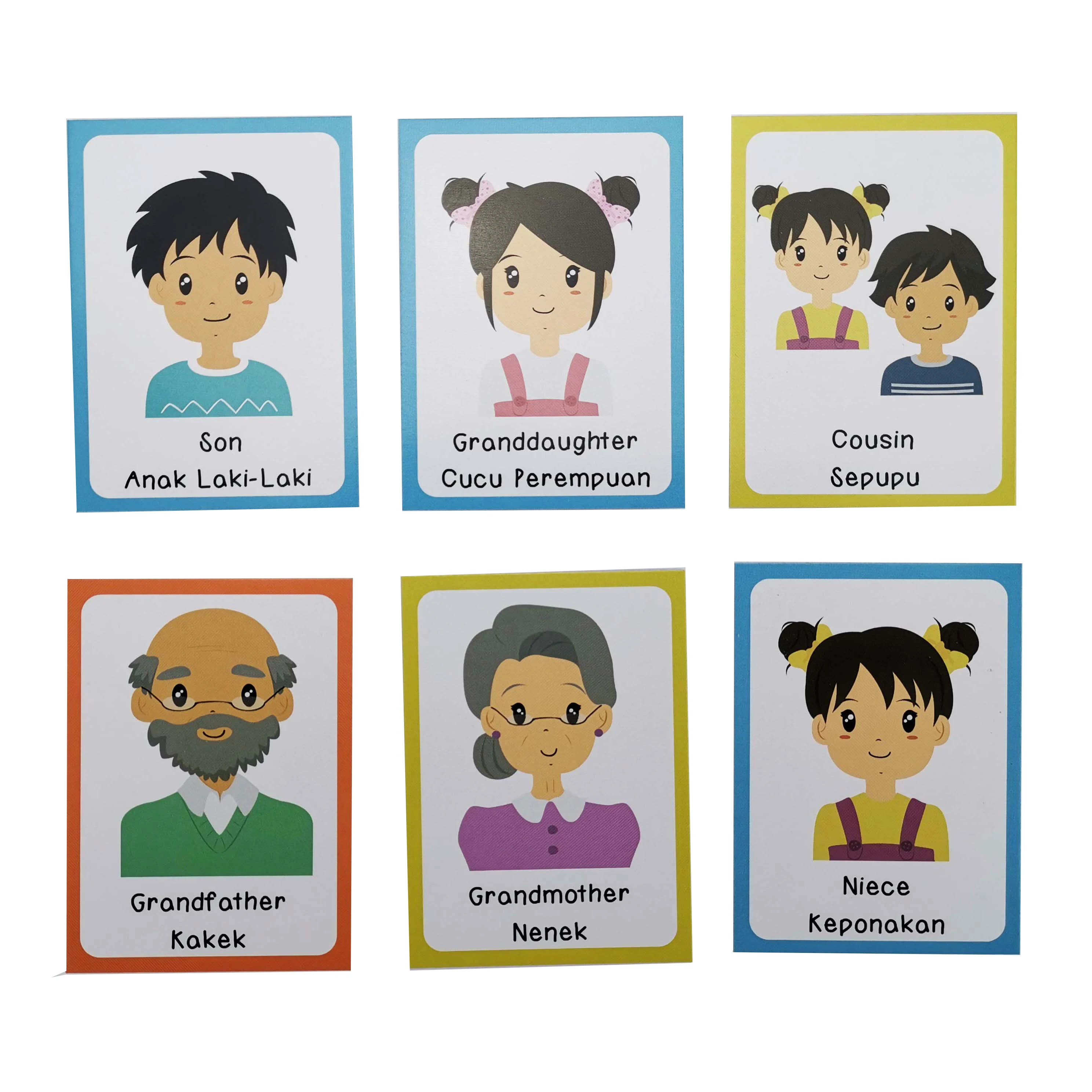 Custom Logo Printed Wholesale Family Relationship Season Fruit Animal Children Learning Flash Cards