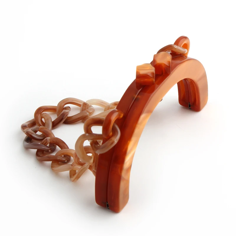 Nolvo World High Quality Fashion 15*9cm Acrylic DIY Top Handle Kiss Lock Resin Clutch Purse Frames Handbag Chain For Bags