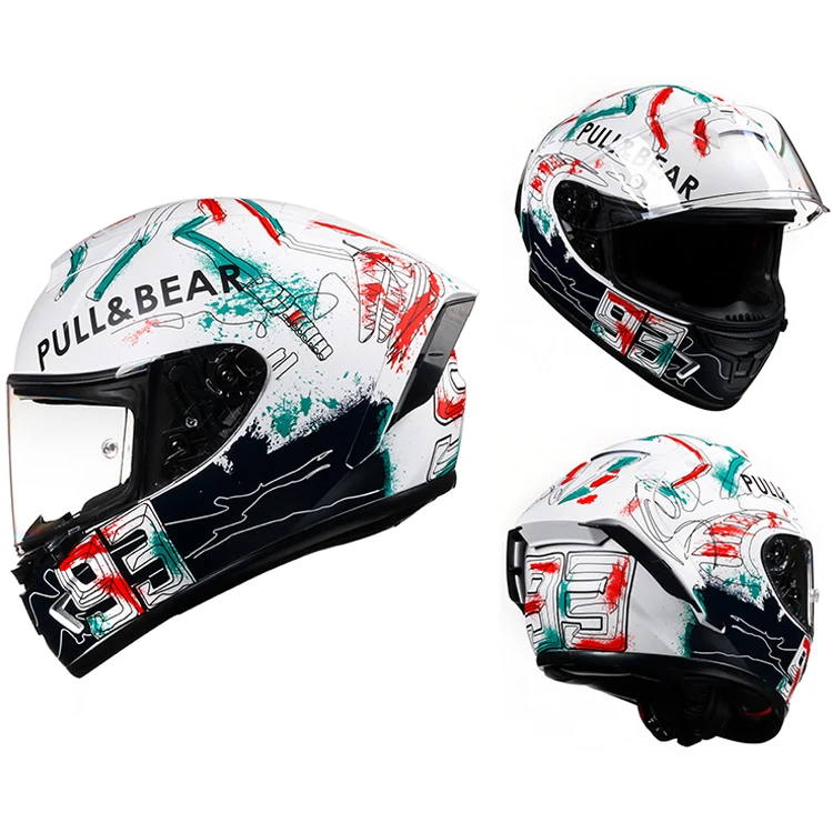 2021 Latest Motor Bike Motorcycle Helmet Full Face off road Helmet White/black S/m/l/xl Safe Driving Md-fp03 Abs