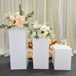 Factory wholesale Acrylic Cylinder Pedestals Stand White Acrylic Party Square Plinths for Party Stage Display