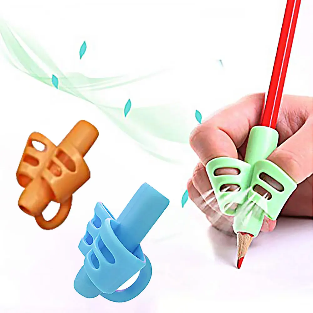 Silicone Three-Finger Children Pencil Holder Writing Aid Grip Kids Learning Pen Pencil Aid Grip Kids Writing Posture Corrector