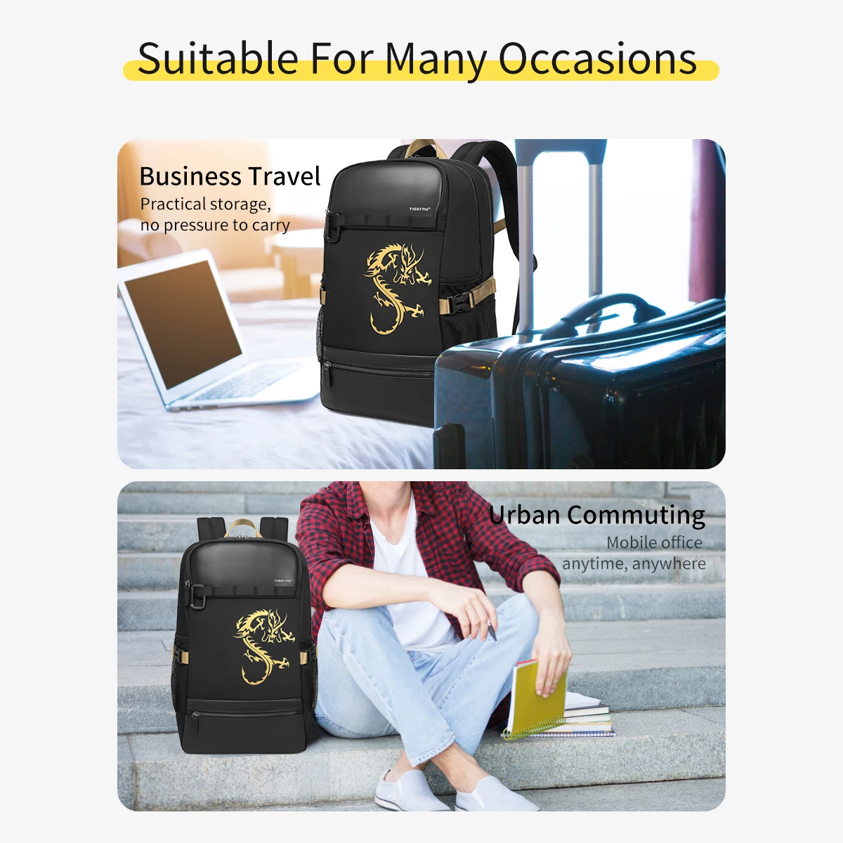 Tigernu T-B9029 black backpack men light Laptop Bags high quality school backpack fashion backpack bag