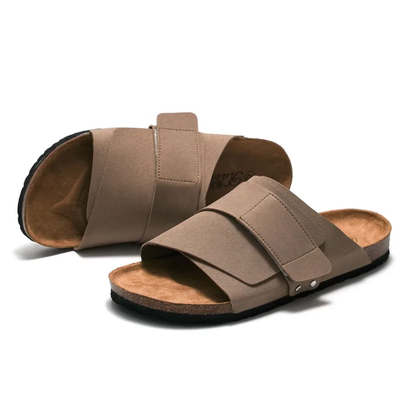 Most Popular Casual men suede upper cork sole sandals and slippers