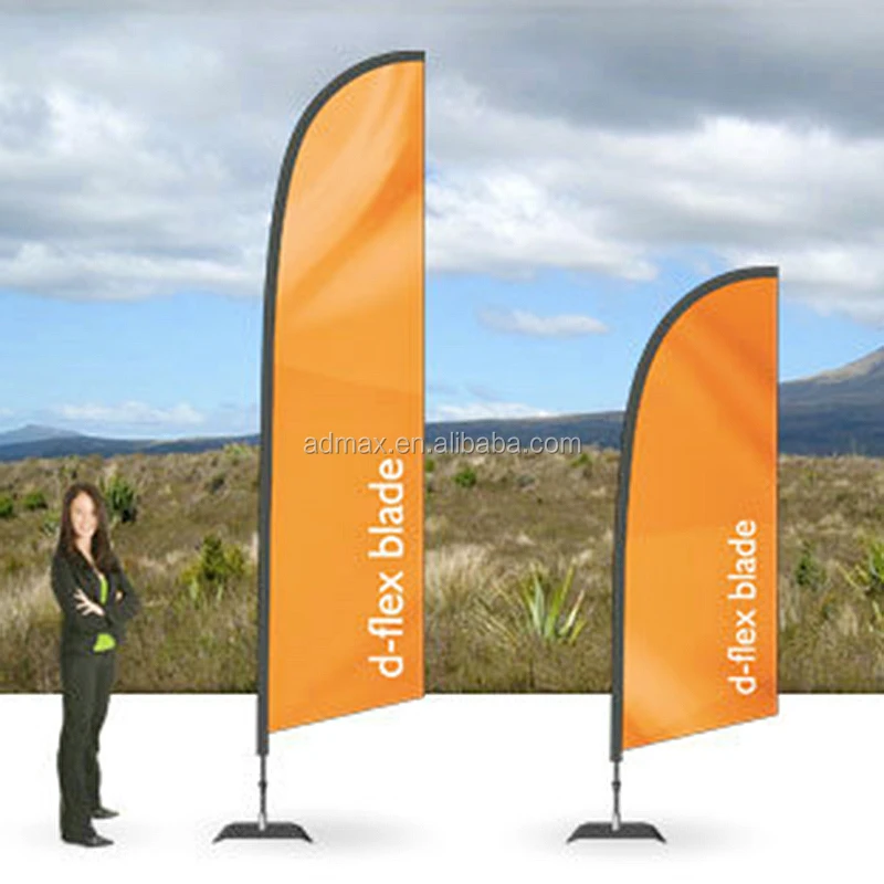 ADMAX Outdoor Flying Banner Promotion Custom Printed Advertising Feather Teardrop Flag Bali Bow Beach Flag With Corss Base