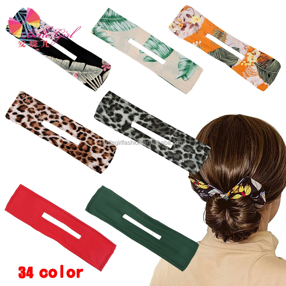 BELLEGIRL 2021 MUST-HAVE fashion french Twisted Hair Braider hairband tool women Floral Printed easy deft bun for hair