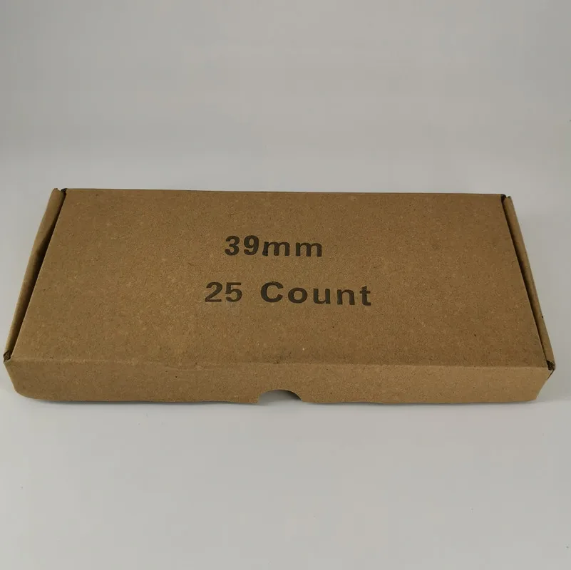 39mm clear round coin capsule with Packing 50pcs in a carton