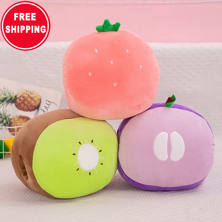 FREE SHIPPING Creative soft cartoon Pineapple strawberry kiwi fruit hand warmer office napper pillow cushion plush for winter