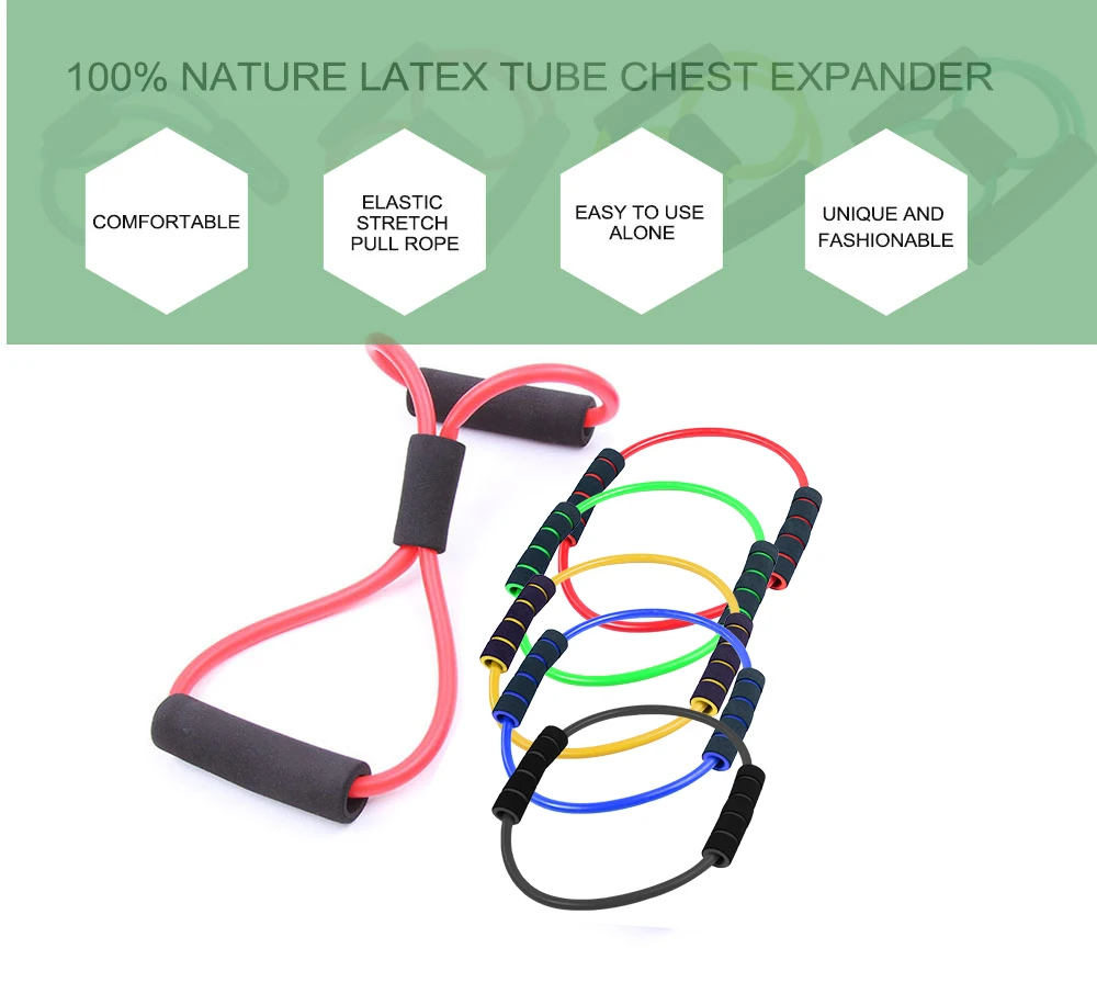 colorfully workout bands resistance bands stretch rope 8 shaped elastic tension rope chest expander for yoga pilates sport fitne