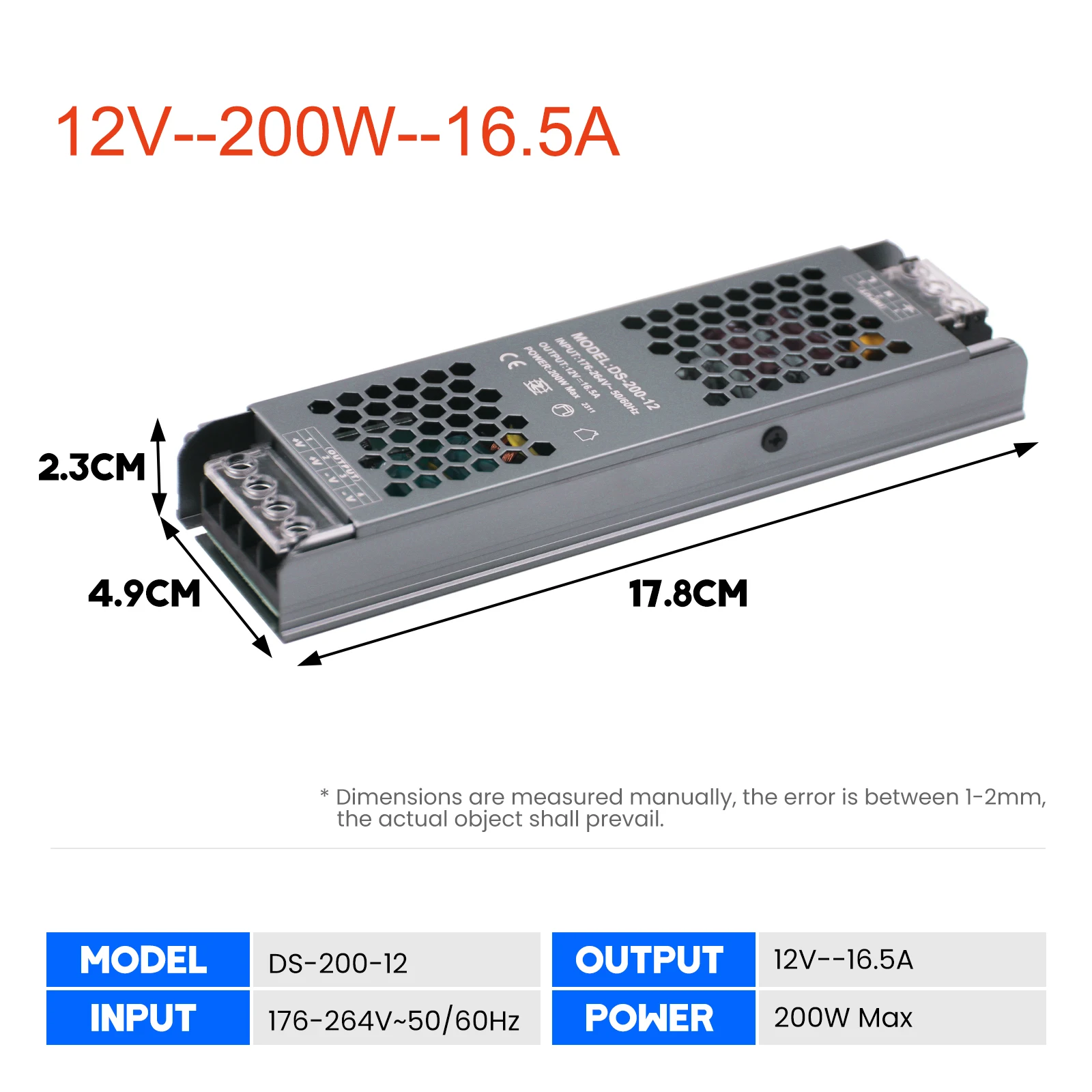 Switching Power Supply DC 12V 24V 60W 80W 100W 120W 200W 300W 400W Lighting Transformer AC 180-250V Source Adapter For LED Strip