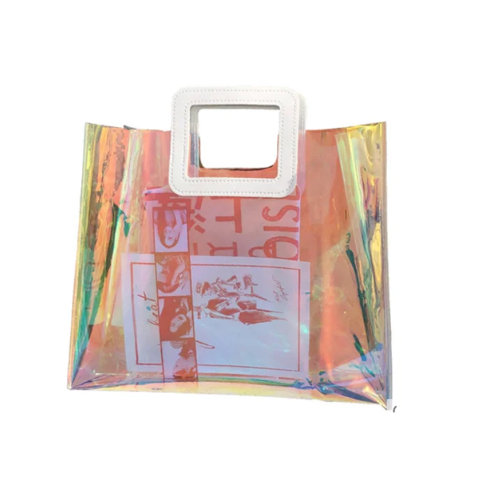 
Latest cheap pvc hologram vinyl shopping custom pvc tote bag 