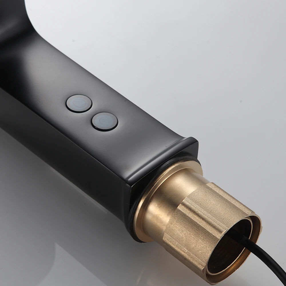 Black negro automatic smart basin faucet taps body full brass copper mixer water cold & hot ac 220 v dc battery saving power