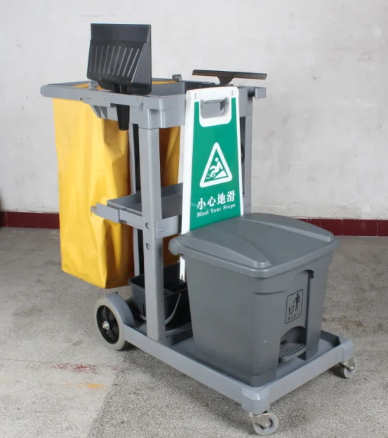 Heavy Duty Commercial Cleaning Carts Hotel Universal Cleaning Equipment Housekeeping Trolley