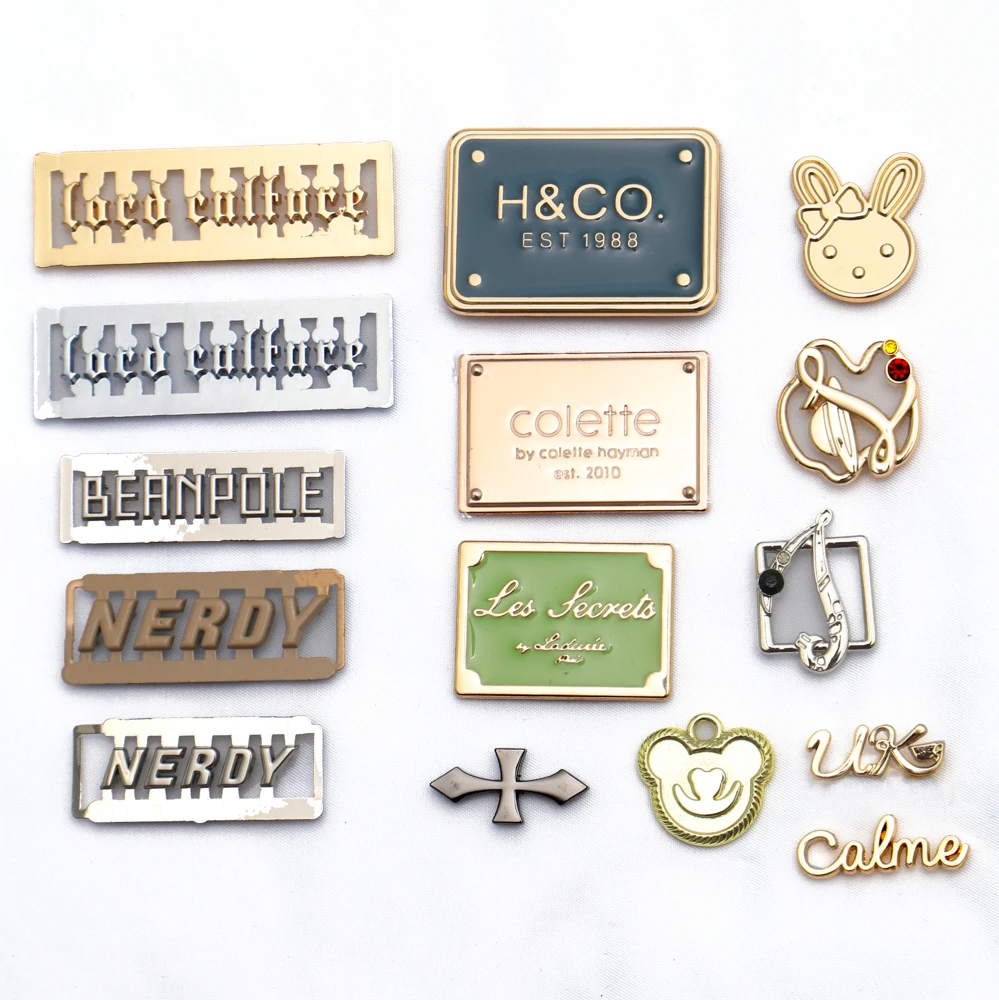 Bag Purse Hardware Letters Metal Brand Logo Label Handbags Custom Metal Name Plate Gold Logo Tags Letter Metal Logo for Handbag