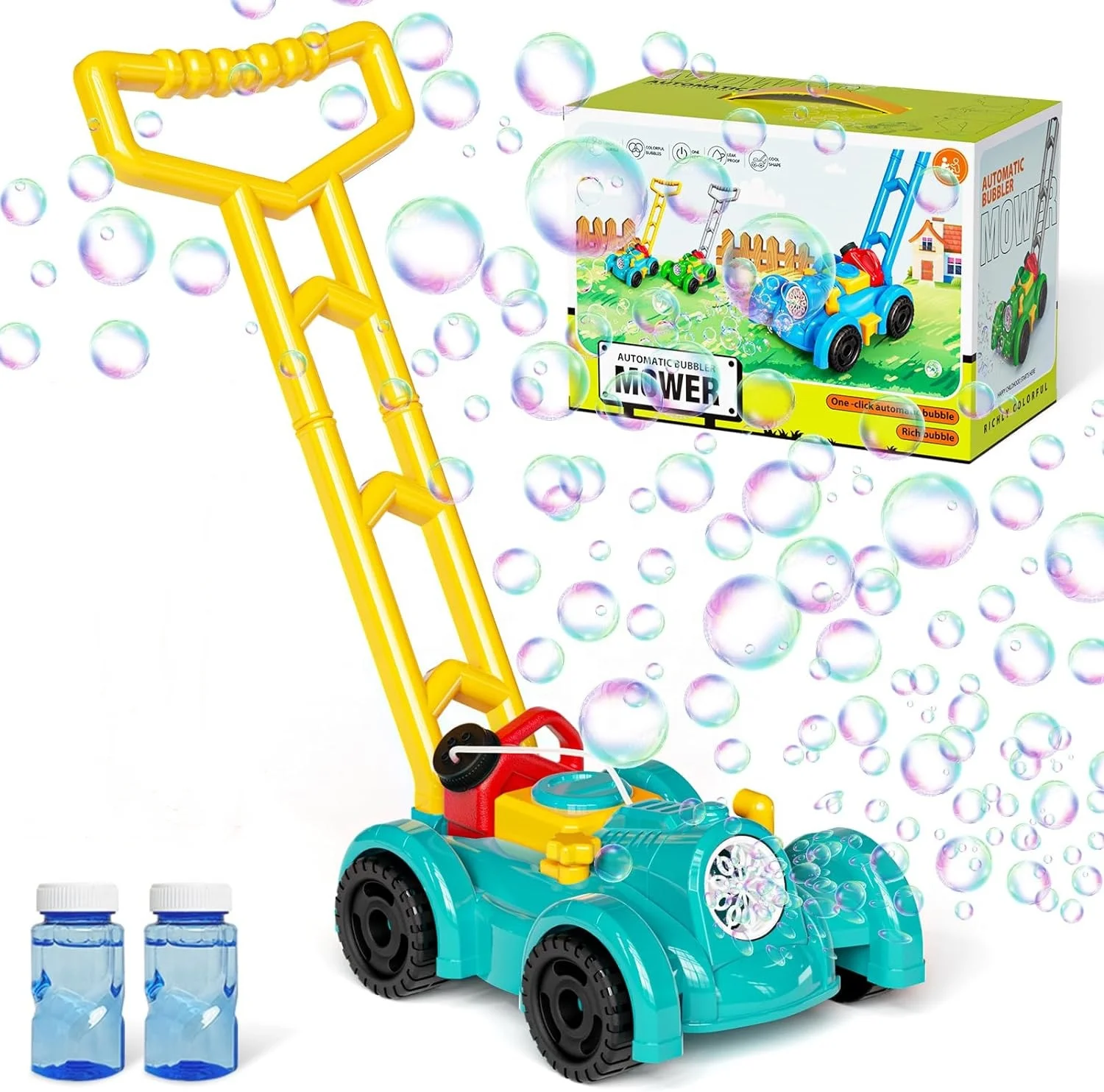2024 NEW 10 Holes Bubble Lawn Mower Toy Bubble Blower Maker Machine for Toddlers Kids