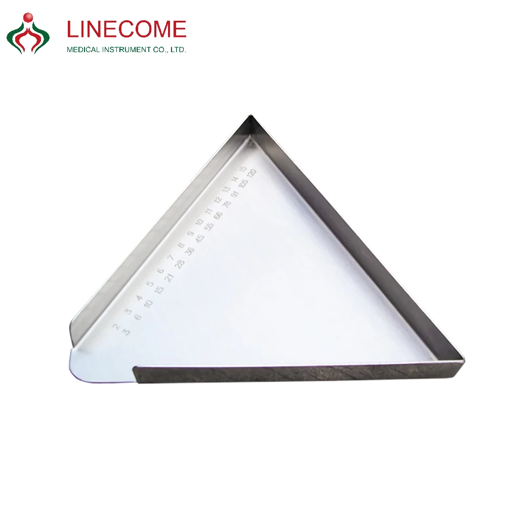 Graduated Tray Medical Stainless Steel Triangle Medicine Counting Tray Pill Dispensing For Hospital LCYH102-2