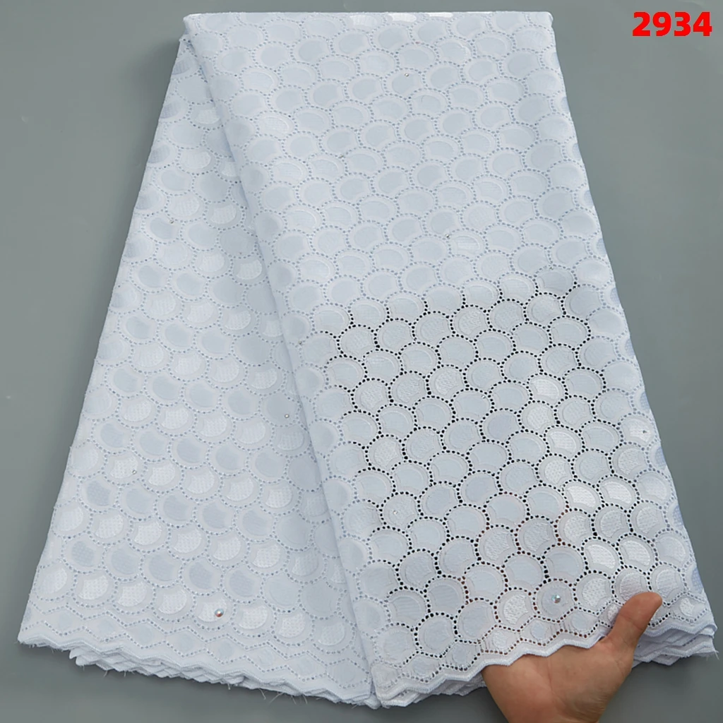 Swiss Voile Lace In Switzerland With Stones Embroidered Dry Africa Cotton Lace Fabrics 5 Yards For Nigerian Church Dress 2934