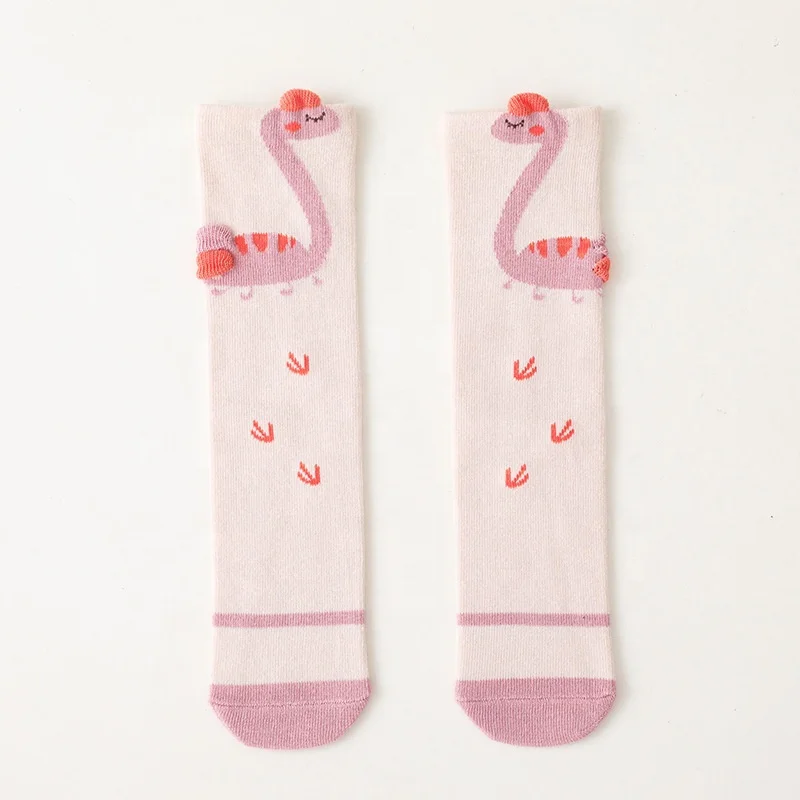New manufacturer winter cute cartoon dinosaur cotton baby tights knee high socks girl