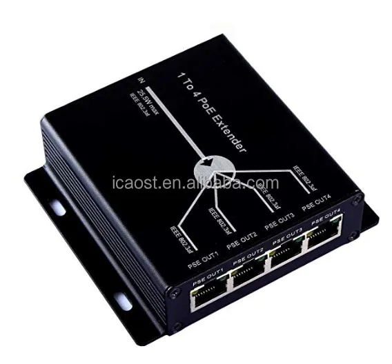 OEM 4 порта IEEE802.3af PoE удлинитель для IP-камеры увеличить расстояние передачи 120 м с 10/100 портами LAN сетевой