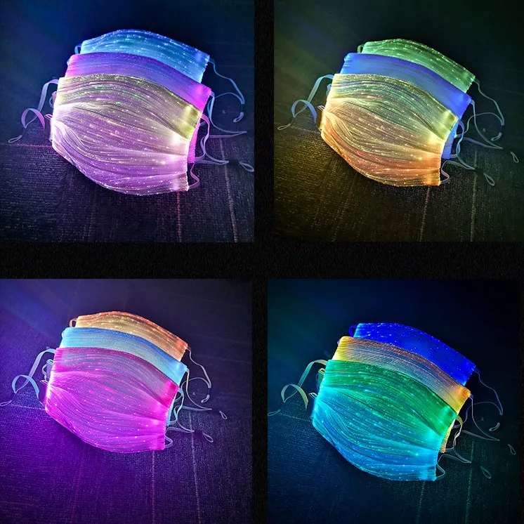 Fashion luminous LED rave mask fiber optic face cover lighting up mask for night club bar