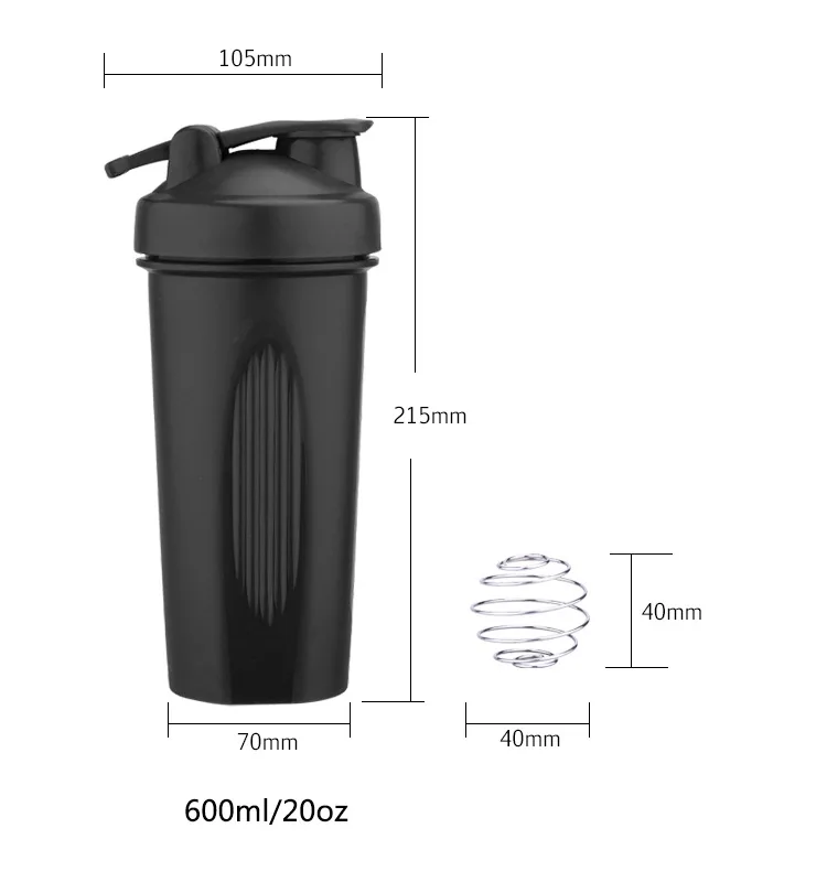 PP material Hot Sale Sport Accessories Plastic Portable Reusable Protein Shaker Durable Gym Bottle with Mixing Ball