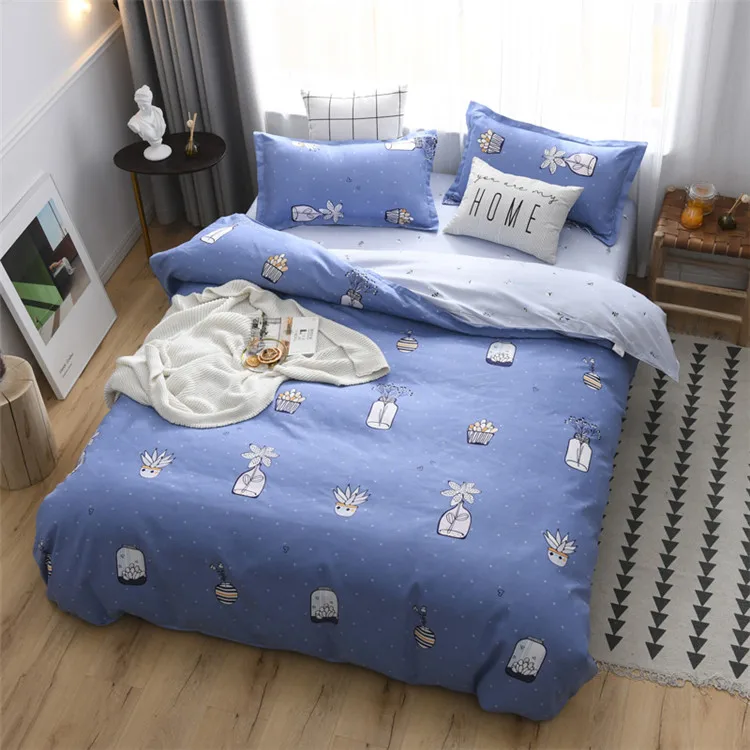 Customized 100%Polyester Printed 4pcs Comforter Bed Sheet Sets And Mattress Cover