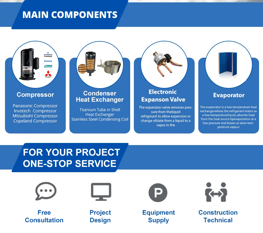 GRAT Air to Water commercial Heatpump Swimming Pool Heater Heat Pump R32 DC Inverter Air Source Titanium Heat Exchanger Electric
