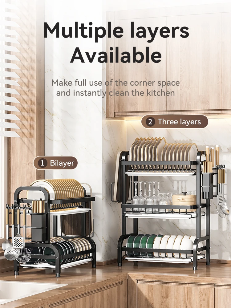 Hot selling Kitchen Dish Racks Stainless Steel 3 Tier Wire Dish Drying Racks Table Storage Dish Rack 3 Tier