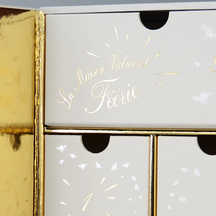 guangzhou city factory gold shiny custom logo design reliable luxury Ramadan gift box packaging advent calendar for perfume