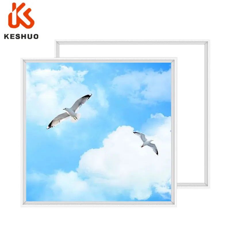 KESHUO 595x595mm 600x600 300x1200 600x600mm 600x1200mm 24w 40w 48w with picture photo plate decorative  blue sky led panel light