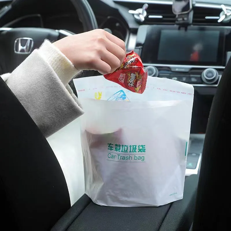 20Pcs Car Trash Bag Disposable Self-Adhesive Garbage Can for Auto Seat Back Hanging Trash Bag Office Kitchen Garbage Storage Bag