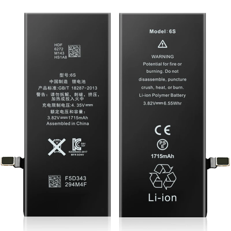 0 цикл оригинальной емкости TIS RoHS Новый аккумулятор для iphone 6s запасная