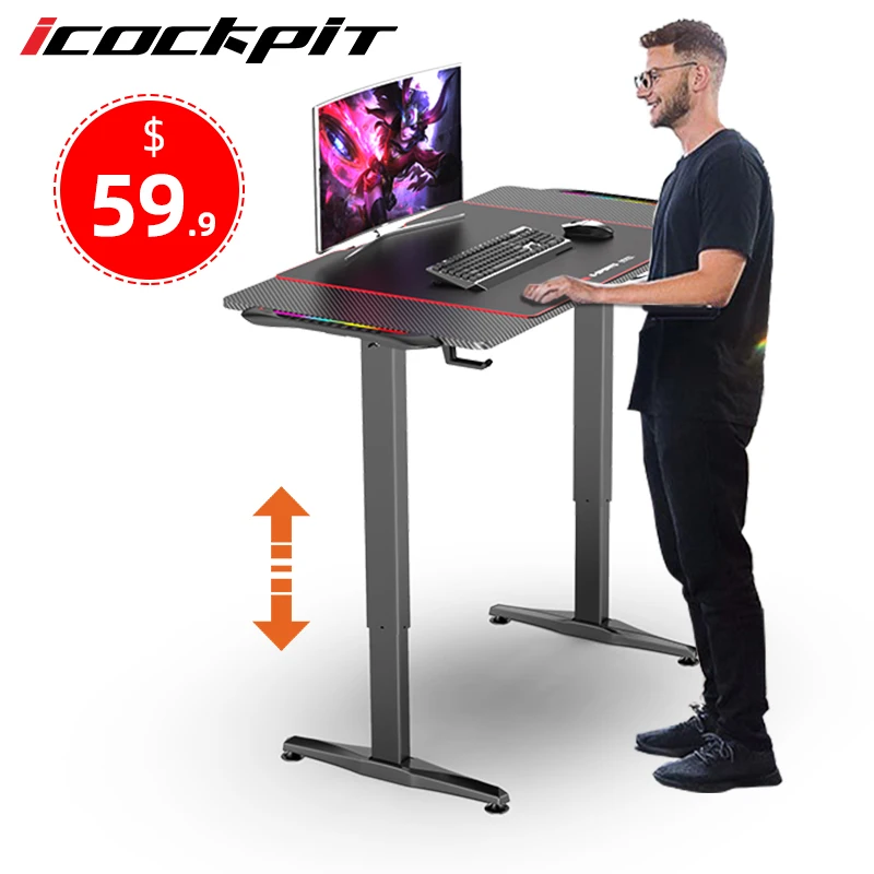Ergonomic Easy Assembly Computer gaming desk Electronic Height Adjustable Desk Table Standing Desk