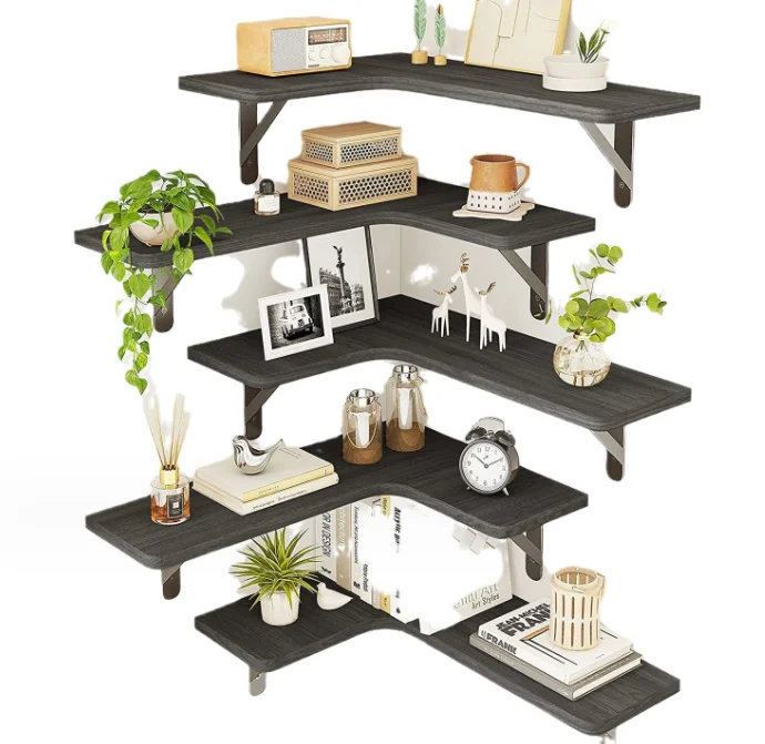 Corner Floating Shelves Wood Display Storage Wall Shelves