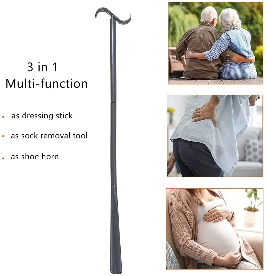 Wholesale Promotional Shoe Horns Rehabilition Therapy Health Care PVC Dressing Stick Helper with Shoe Horn