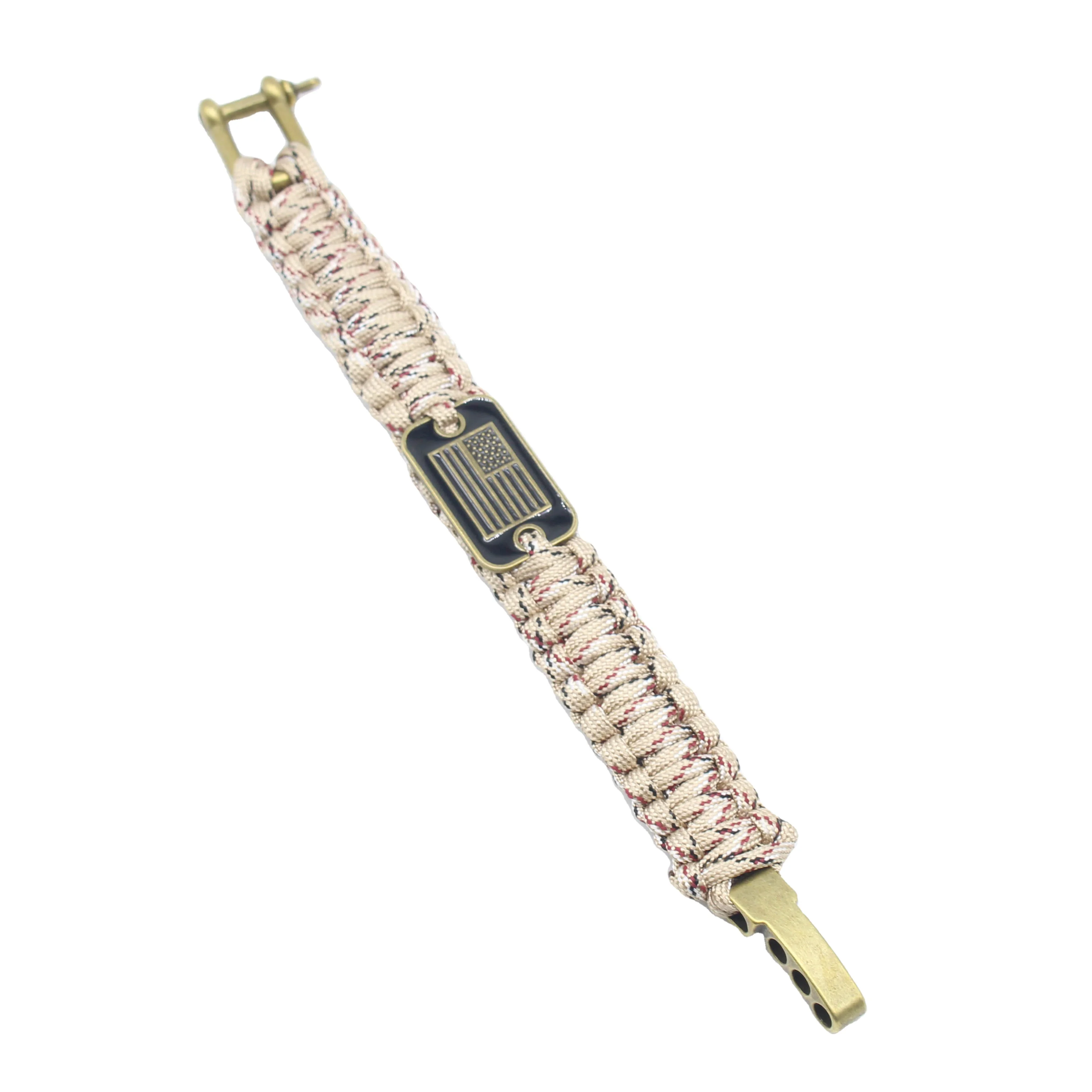 CHEAP CUSTOM DESIGN AMERICAN FLAG SURVIVAL BANGLE BRACELET