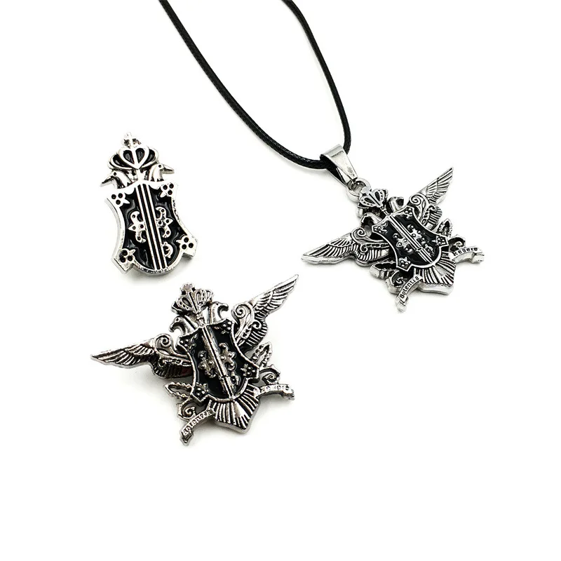 Anime Jewelry Black Butler Logo Alloy Keychain Cosplay Rope Chain Pendant Necklace