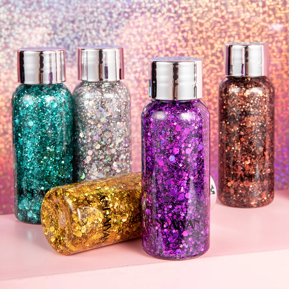 Easy To Apply Face And Body Sequined Glitter Cream Eye Shadow Colorful Stage Makeup Highlighter Multi Function Glitter Body Gel