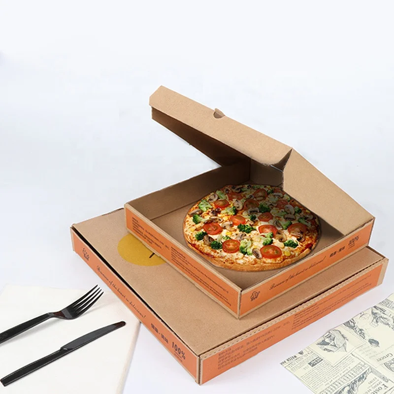 Custom B-flute corrugated cardboard paper take away pizza box