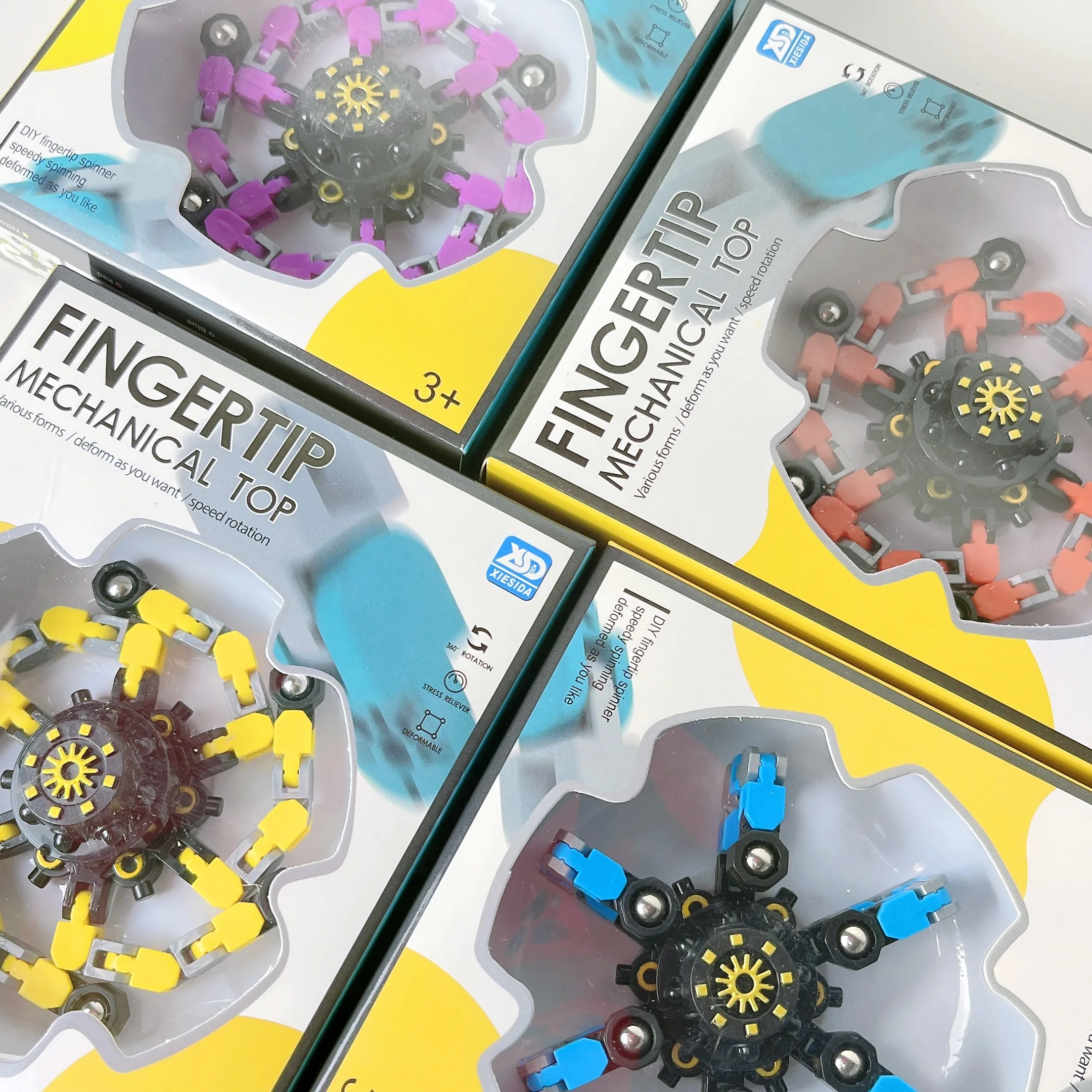 Amazon Top Seller Stress Relief Finger Fingertip Toys with Transformable Chain Mechanical Top Gyro Sensory Fidget Spinner Toy