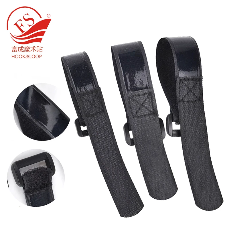 Custom Velcroes Strap Silicone Drone Battery Bike Anti-Slip Straps Black Hook And Loop Strap With Back Glue