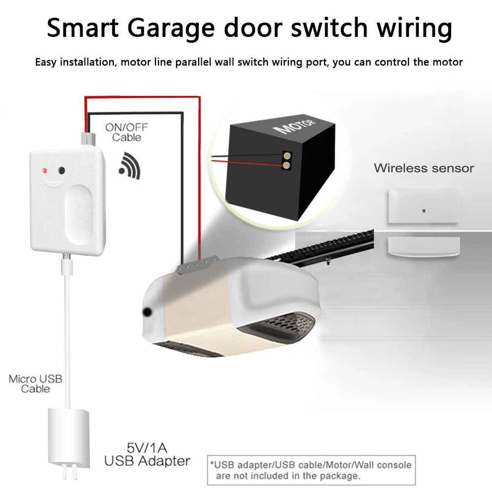 Tuya Smart Wireless WiFi Switch Garage Door Controller Opener Remote control USB Power Supply APP Voice Alexa Echo Google Home