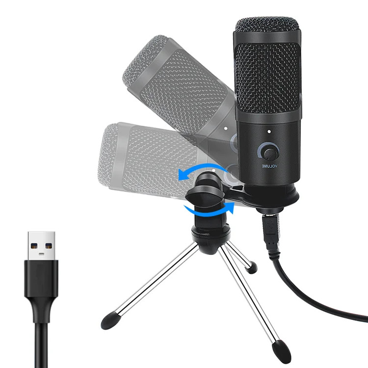 Конденсаторный USB-микрофон, Студийный микрофон для записи, подключения к компьютеру, компьютеру, Mac, Windows