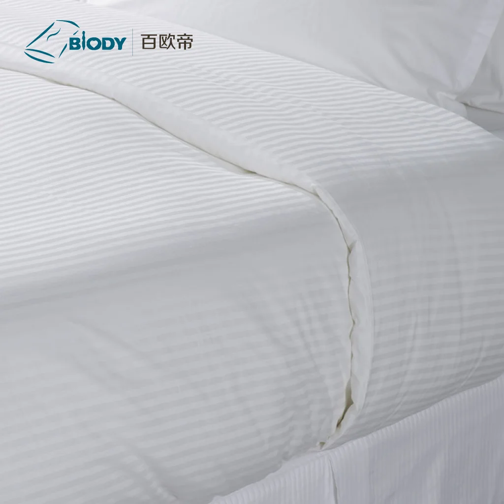 Hotel Bed Linen Bed Sheet T250 Stripe white Polycotton duvet cover sets with good hand feeling