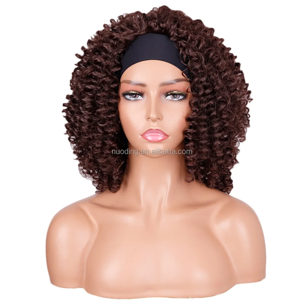 Hot selling 12inch afro kinky fluffy headband wigs colorful 100%premium high temperature fiber synthetic hair extension wig