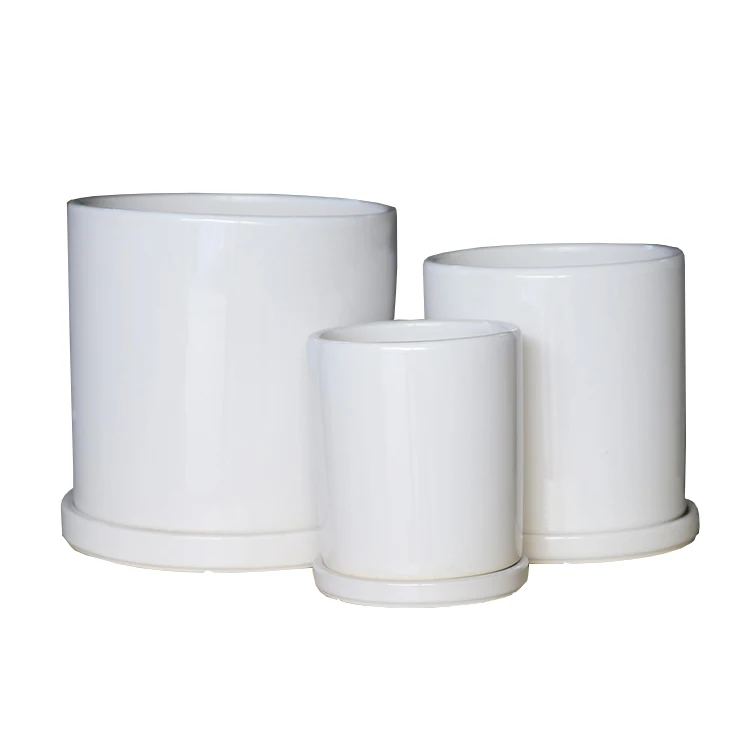
Glossy White Planter flower ceramic pots large clay flower pots wholesale 