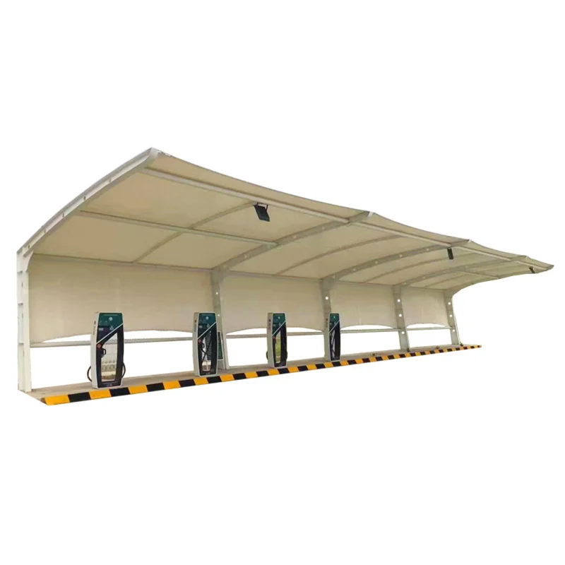 OEM Commercial Waterproof Carport Bicycle Sunshade Car Parking Ev Charging Station Installation of Steel Membrane Structure