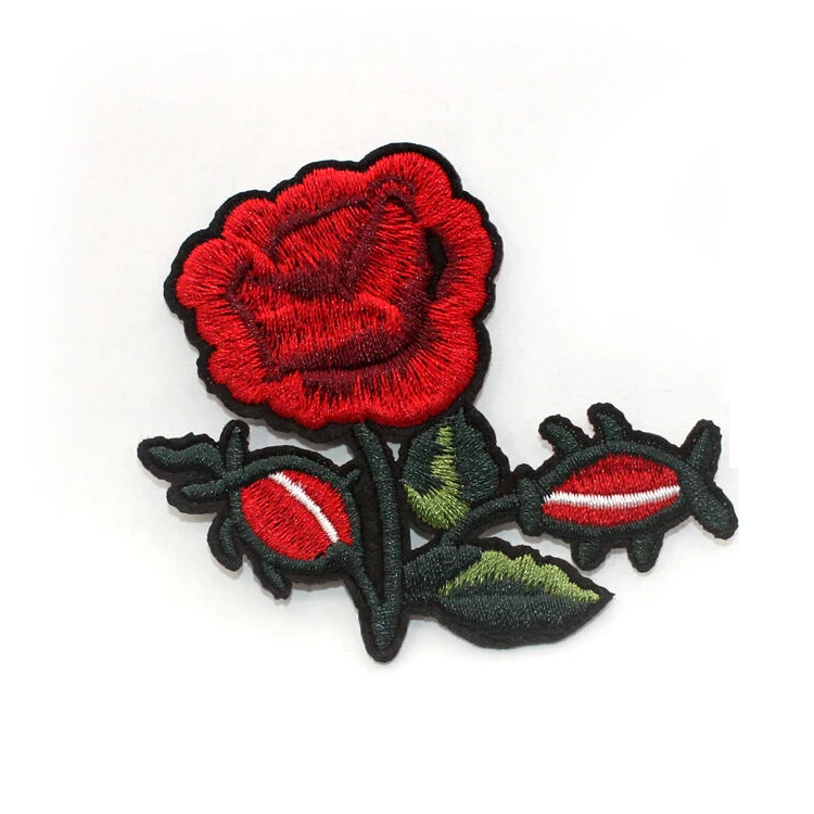 2021 hot selling Rose Flower  Embroidery Patches Patch Stickers  For Clothing Custom Embroidered Patch For Hat